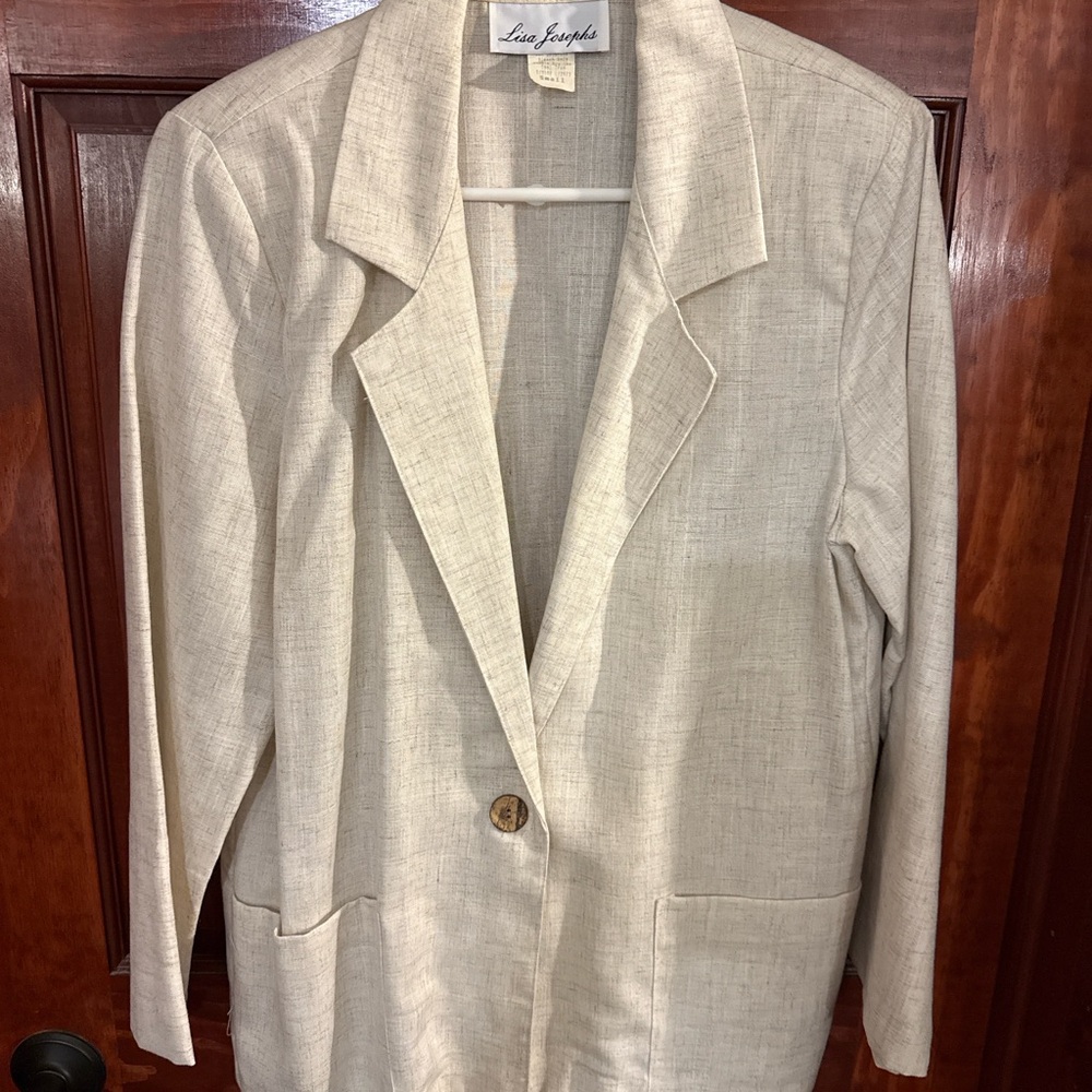 Vintage 1990s Lisa Josephs Beige Blazer – Lightweight Linen Look